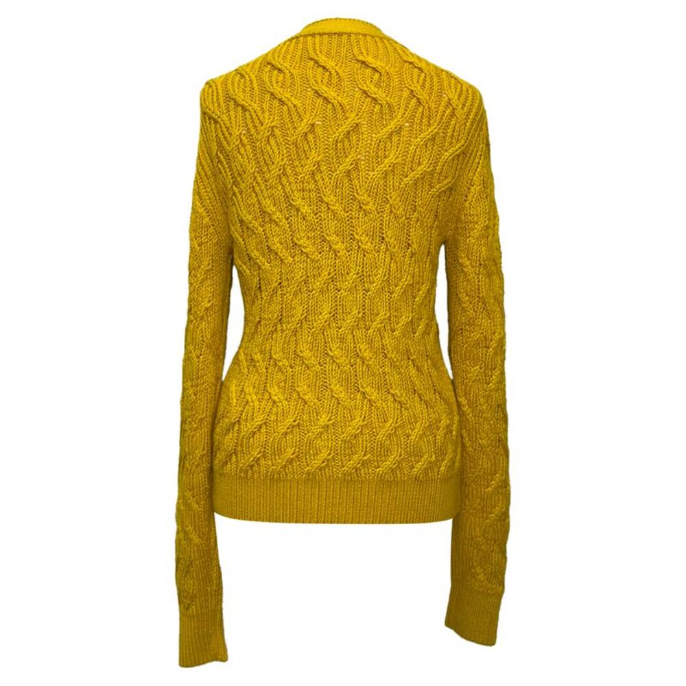Emilia Wickstead Buttoned Cardigan in Yellow Silk - Picture 3 of 7